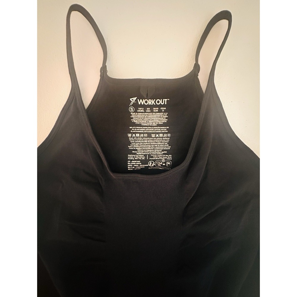 WORK OUT Black Square Neck Spaghetti Strap Stretch Jumpsuit Womens Size S